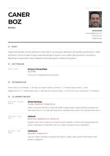 Bankacı CV Örnekleri cv indir